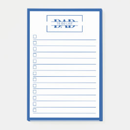 Dad Modern Blue Monogram 4" x 6" To Do List ポストイット