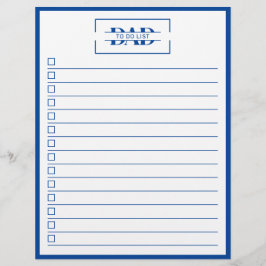Dad Modern Blue Monogram 8.5" x 11" To Do List チラシ