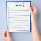 Dad Modern Blue Monogram 8.5" x 11" To Do List チラシ (手)
