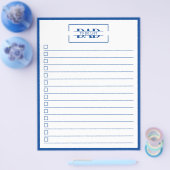 Dad Modern Blue Monogram 8.5" x 11" To Do List チラシ (シングル)
