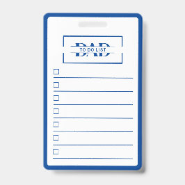 Dad Modern Blue Monogram To Do List バッジ