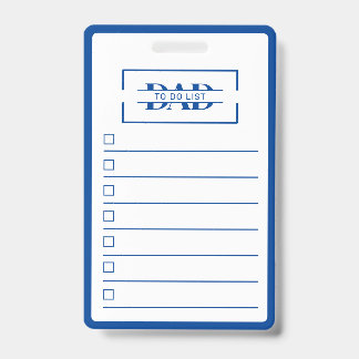 Dad Modern Blue Monogram To Do List バッジ