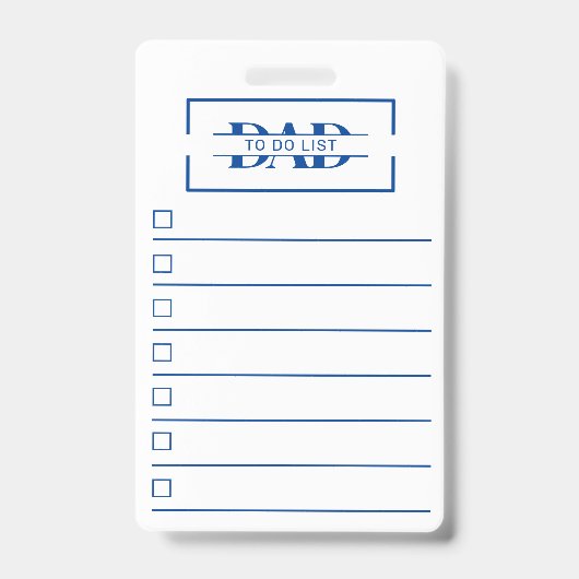 Dad Modern Blue Monogram To Do List バッジ (Front)