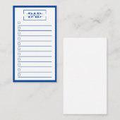 Dad Modern Blue Monogram To Do List 3.5" x 2" 名刺 (正面/裏面)