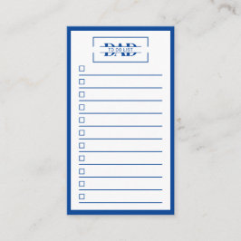 Dad Modern Blue Monogram To Do List 3.5" x 2" 名刺