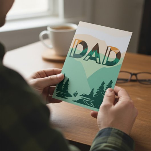 'DAD' Mountain Landscape Greeting Card カード
