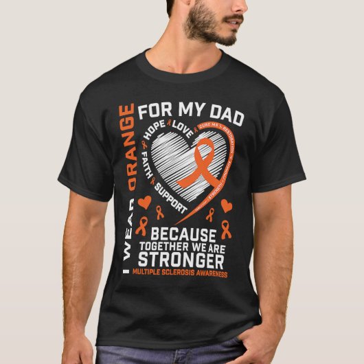 Dad MS  Kids Multiple Sclerosis  Dad MS Awareness Tシャツ (正面)
