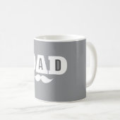 Dad Mustache Mug Grey and White コーヒーマグカップ (正面右)
