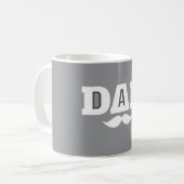 Dad Mustache Mug Grey and White コーヒーマグカップ (正面左)