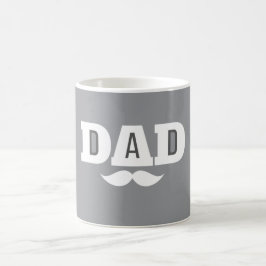 Dad  Mustache Mug Grey and White コーヒーマグカップ