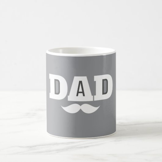 Dad Mustache Mug Grey and White コーヒーマグカップ (中央)