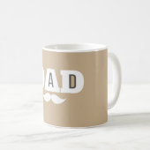 Dad Mustache Mug Light Brown and White コーヒーマグカップ (正面右)