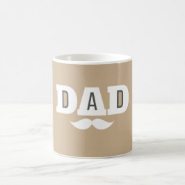 Dad  Mustache Mug Light Brown and White コーヒーマグカップ