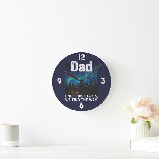Dad Northern Lights Camping Customizable ラウンド壁時計 (ホーム)