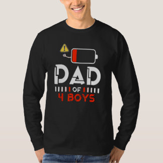 Dad of 4 Boys Fathers Day Daughter Son Family Low  Tシャツ