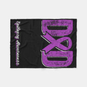 Dad Of A Warrior Epilepsy Dad Purple Ribbon Suppor フリースブランケット (正面(横))