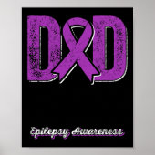 Dad Of A Warrior Epilepsy Dad Purple Ribbon Suppor ポスター (正面)