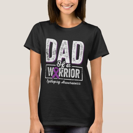 Dad Of A Warrior Epilepsy Dad Purple Ribbon Suppor Tシャツ (正面)
