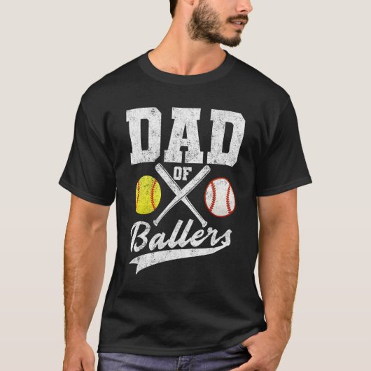 Dad of Ballers Dad of Baseball Softball Player Fat Tシャツ (正面)
