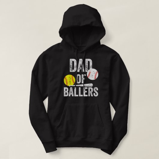 Dad of Ballers Funny Dad of Baseball and Softball  パーカ (デザイン正面)