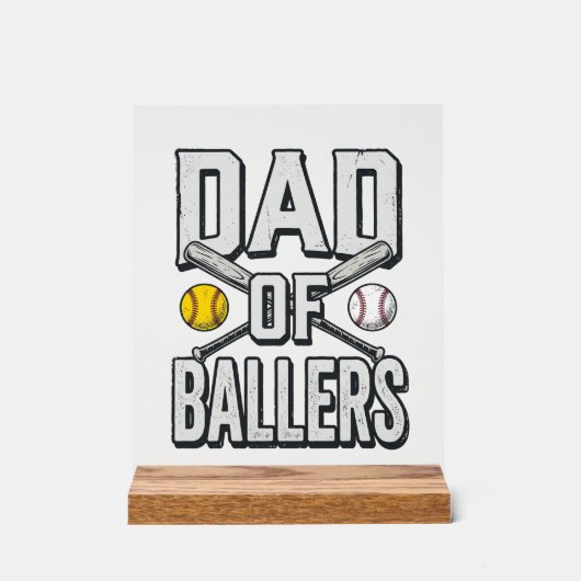 Dad of Ballers Softball and Baseball Vintage Shirt アクリルサイン (正面)