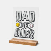 Dad of Ballers Softball and Baseball Vintage Shirt アクリルサイン (傾斜)