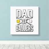 Dad of Ballers Softball and Baseball Vintage Shirt キャンバスプリント (インサイチュ (ウッドフロア))
