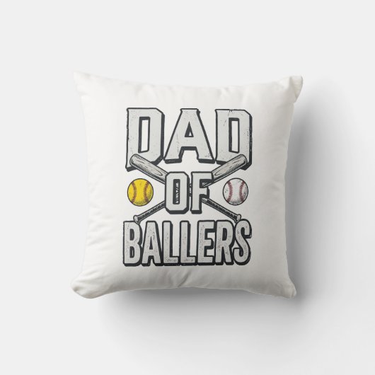 Dad of Ballers Softball and Baseball Vintage Shirt クッション (正面)