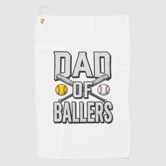 Dad of Ballers Softball and Baseball Vintage Shirt ゴルフタオル (正面)