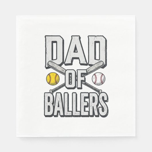 Dad of Ballers Softball and Baseball Vintage Shirt スタンダードランチョンナプキン (正面)
