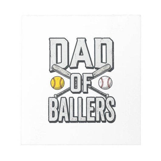 Dad of Ballers Softball and Baseball Vintage Shirt ノートパッド (正面)