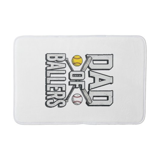 Dad of Ballers Softball and Baseball Vintage Shirt バスマット (正面)