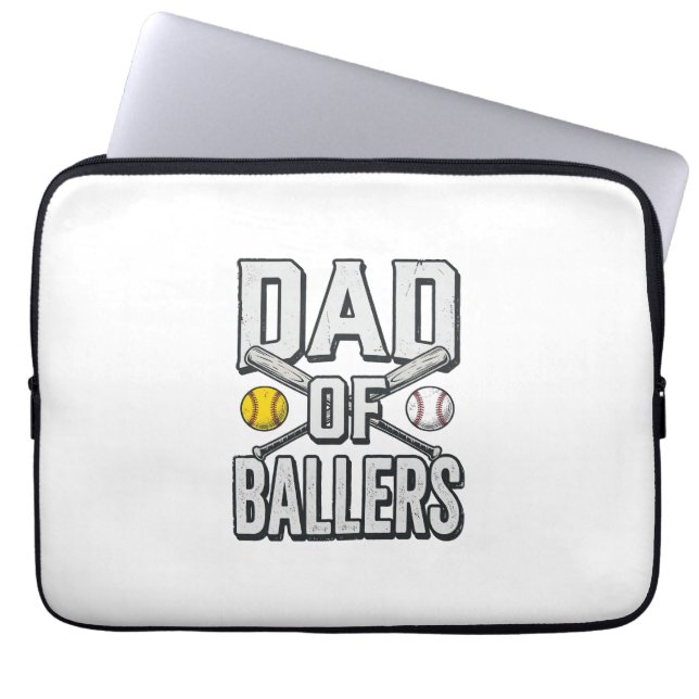 Dad of Ballers Softball and Baseball Vintage Shirt ラップトップスリーブ (正面)
