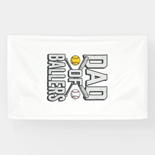 Dad of Ballers Softball and Baseball Vintage Shirt 横断幕 (横)