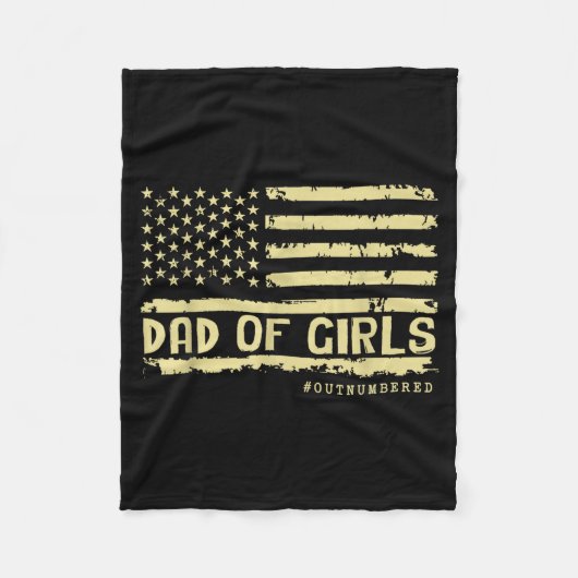 Dad Of Girls Outnumbered Us Flag Father's Day Daug フリースブランケット (正面)
