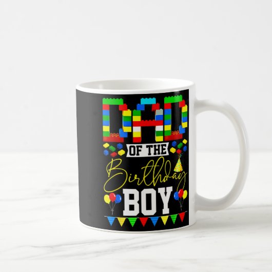 Dad Of The Birthday Boy Building Block Lover Match コーヒーマグカップ (右)