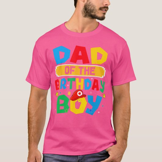 Dad Of The Birthday Boy Game Video Gaming Matching Tシャツ (正面)