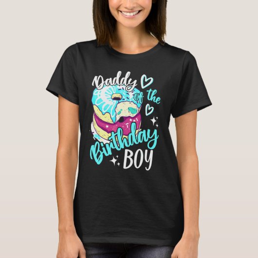 Dad of The Birthday Boys Donut Birthday Party Them Tシャツ (正面)