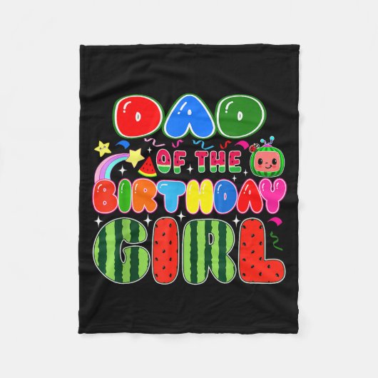 Dad Of The Birthday Girl Melon Family Matching Fun フリースブランケット (正面)