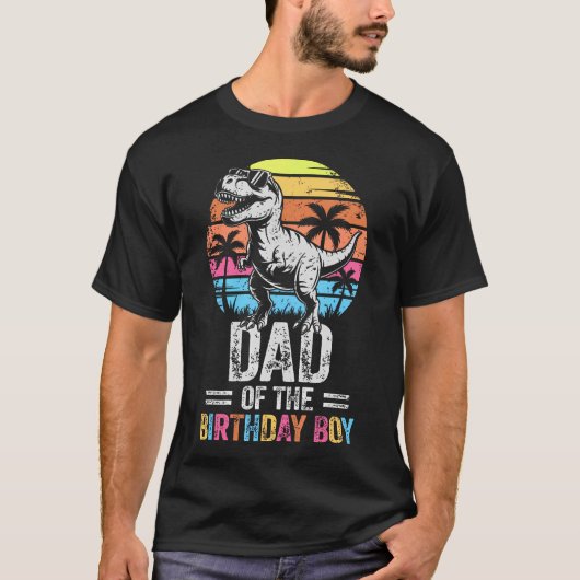 Dad Of The Birthday Party Dinosaur Tシャツ (正面)