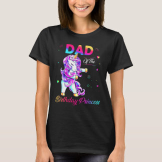 Dad Of The Birthday Princess Flossing Unicorn Men  Tシャツ
