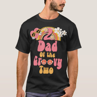 Dad Of The Groovy Two Peace Sign Retro Birthday Ma Tシャツ