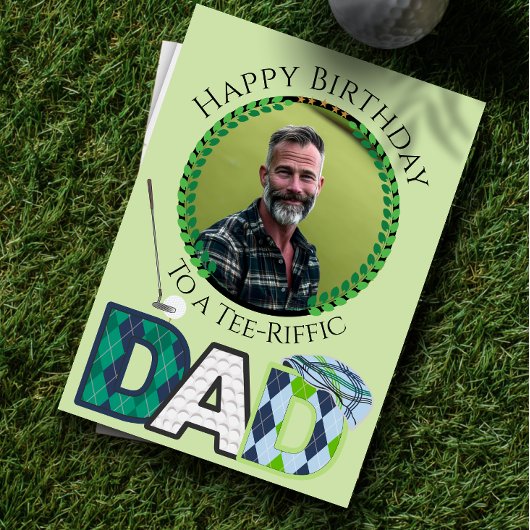 Dad One photo Golf Birthday Card カード