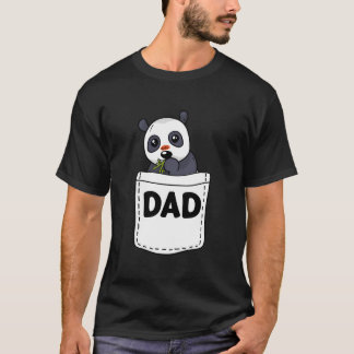 Dad Panda Pocket Fathers Day Animal Papa Grandpa Tシャツ