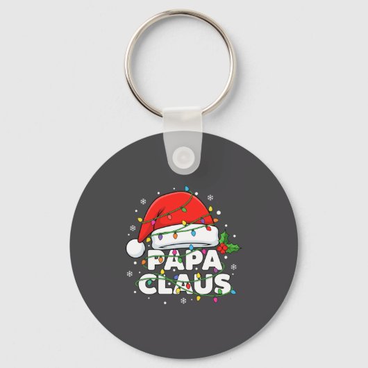 Dad Papa Claus Christmas Lights Family Matching Lo キーホルダー (正面)