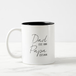 Dad & Papa EST オリジナルギフト | 新しいおじいちゃんへのプレゼント ツートーンマグカップ