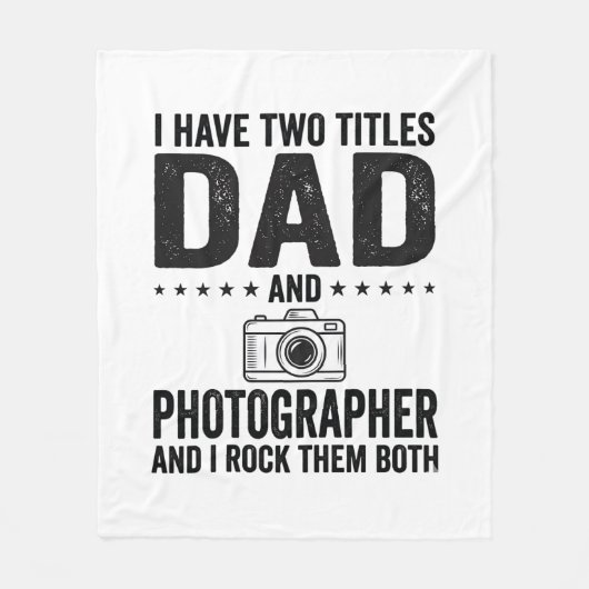 Dad Photographer Vintage Engraving Shirt Design_1 フリースブランケット (正面)