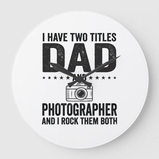 Dad Photographer Vintage Engraving Shirt Design_1 ラージ壁時計 (正面)