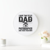 Dad Photographer Vintage Engraving Shirt Design_1 ラージ壁時計 (ホーム)