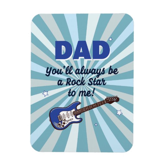 Dad Rock Star Cool Blue Electric Guitar Player マグネット (縦)